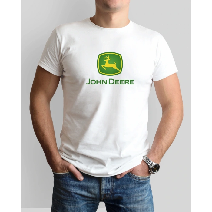 John Deere Traktör Baskılı Sıfır Yaka Tişört -TM2002