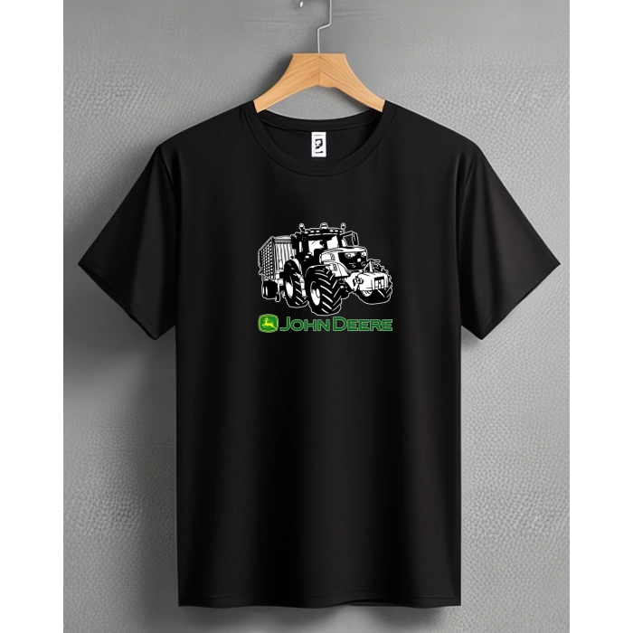 John Deere Traktör Baskılı Sıfır Yaka Tişört -TM2037