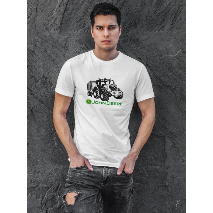 John Deere Traktör Baskılı Sıfır Yaka Tişört -TM2037