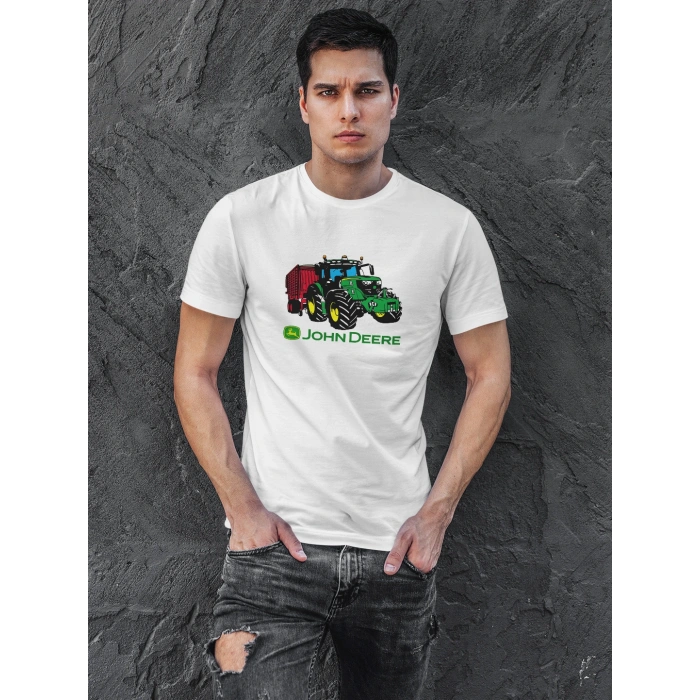 John Deere Traktör Baskılı Sıfır Yaka Tişört -TM2038