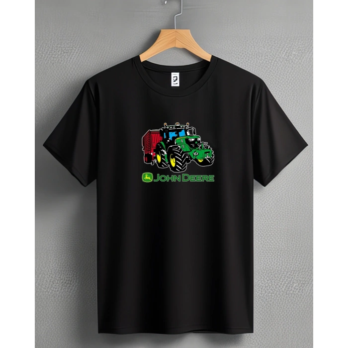 John Deere Traktör Baskılı Sıfır Yaka Tişört -TM2038