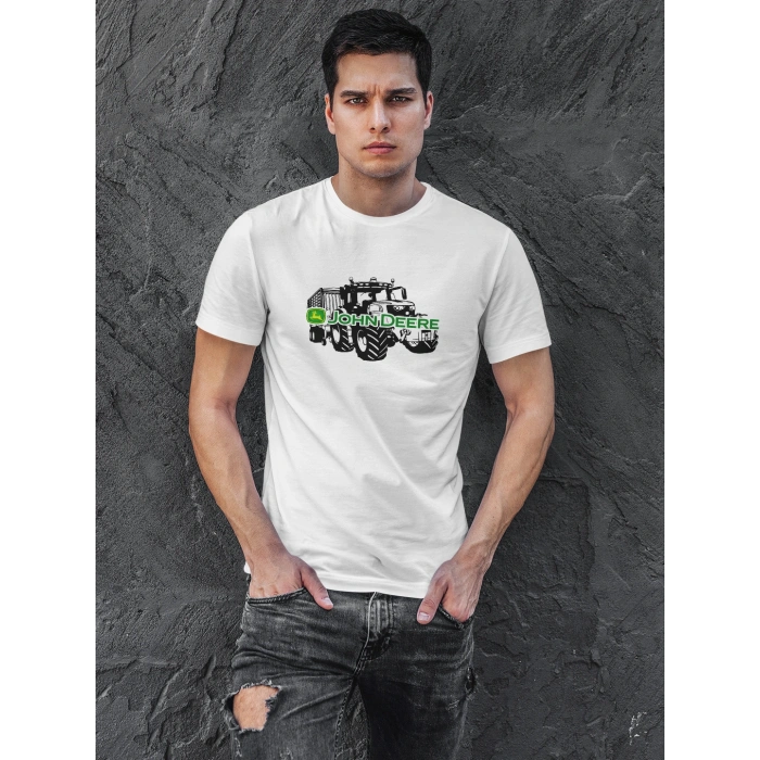 John Deere Traktör Baskılı Sıfır Yaka Tişört -TM2039