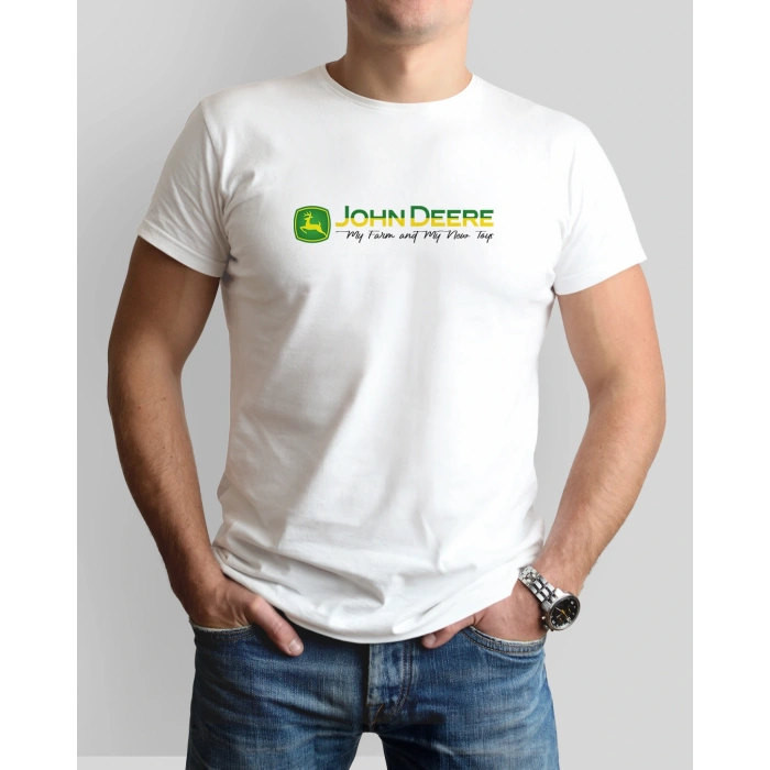 John Deere Traktör Baskılı Sıfır Yaka Tişört -TM2048