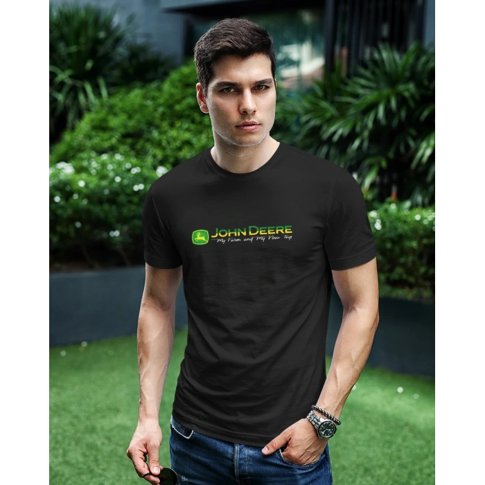 John Deere Traktör Baskılı Sıfır Yaka Tişört -TM2048