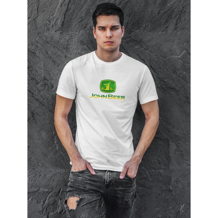 John Deere Traktör Baskılı Sıfır Yaka Tişört -TM2049