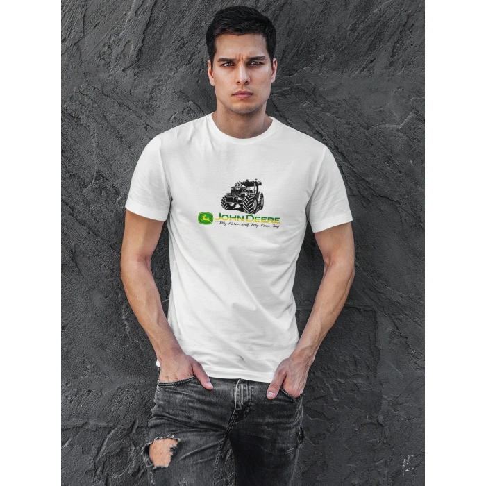 John Deere Traktör Baskılı Sıfır Yaka Tişört -TM2050