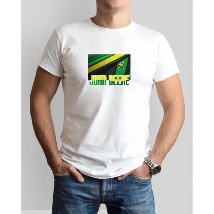 John Deere Traktör Baskılı Sıfır Yaka Tişört -TM2051