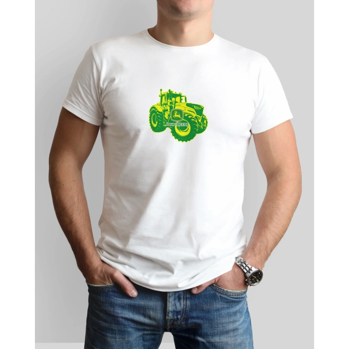 John Deere Traktör Baskılı Sıfır Yaka Tişört -TM2053