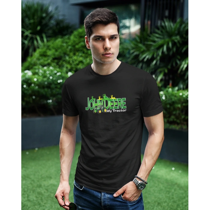 John Deere Traktör Baskılı Sıfır Yaka Tişört -TM2060