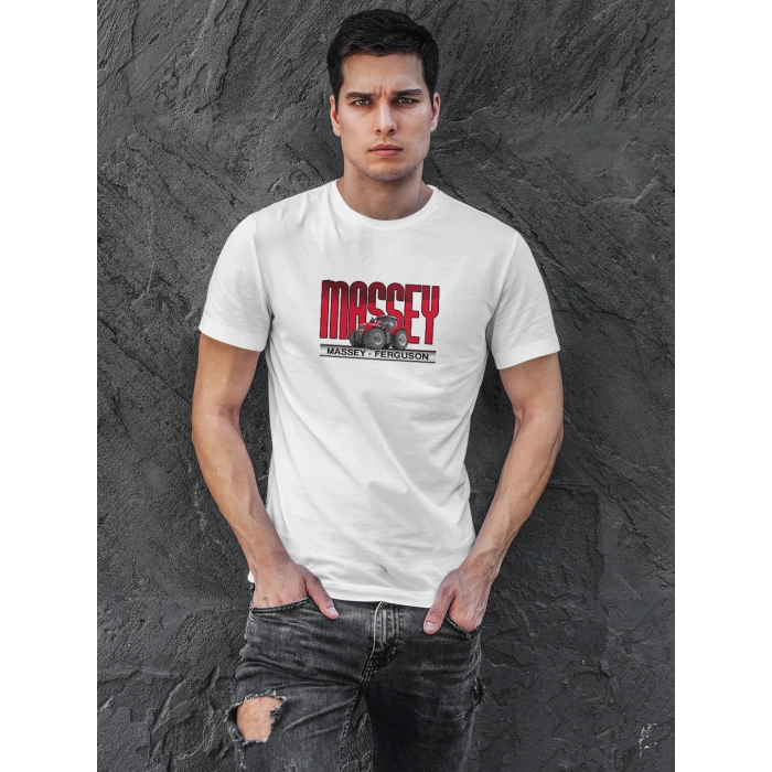 Massey Ferguson Traktör Baskılı Sıfır Yaka Tişört -TM2052