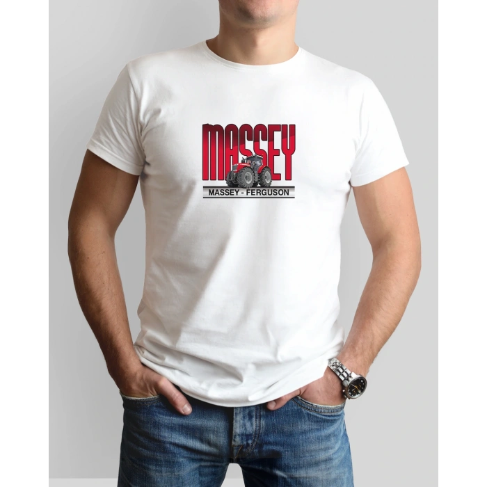 Massey Ferguson Traktör Baskılı Sıfır Yaka Tişört -TM2052