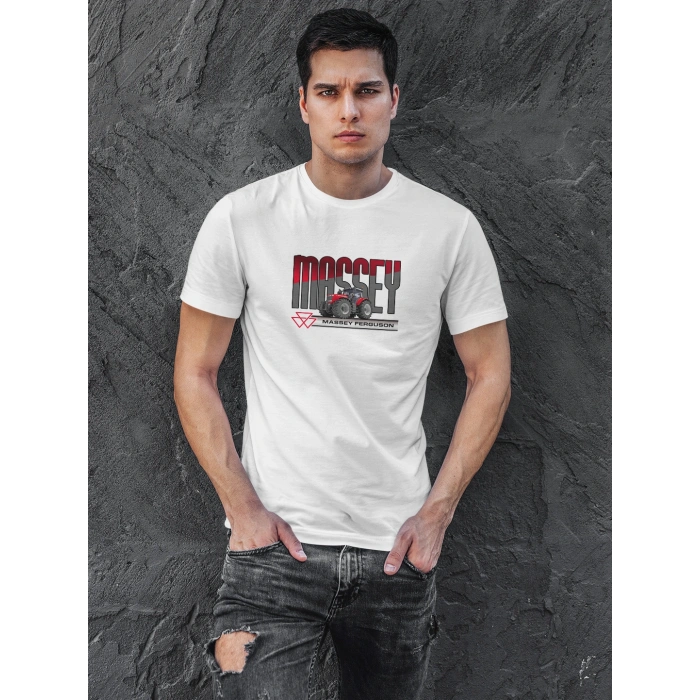 Massey Ferguson Traktör Baskılı Sıfır Yaka Tişört -TM2055