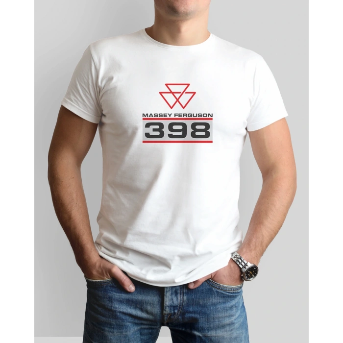 MF 398 Traktör Baskılı Sıfır Yaka Tişört -TM2016