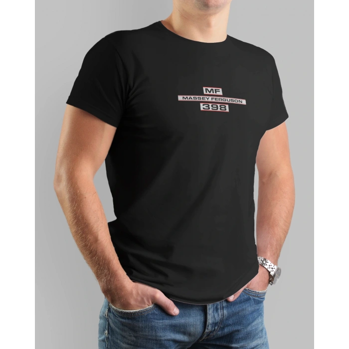 MF 398 Traktör Baskılı Sıfır Yaka Tişört -TM2014
