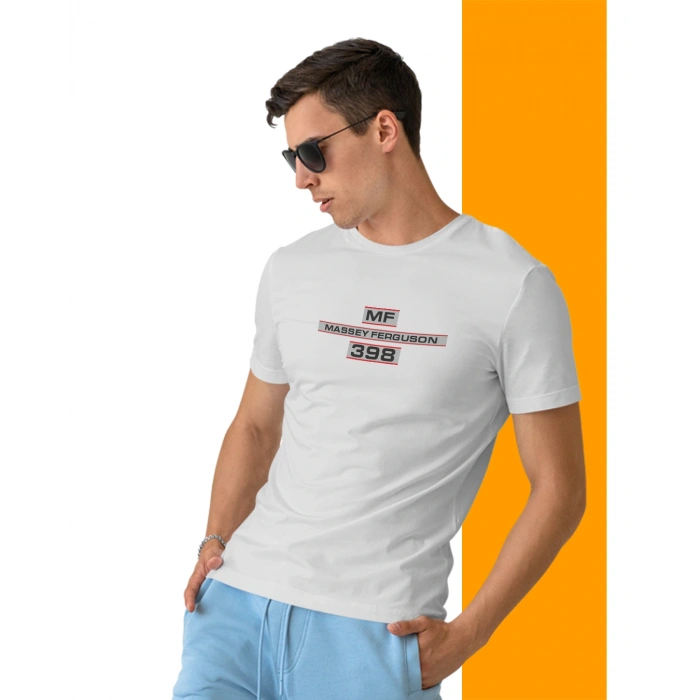 MF 398 Traktör Baskılı Sıfır Yaka Tişört -TM2014