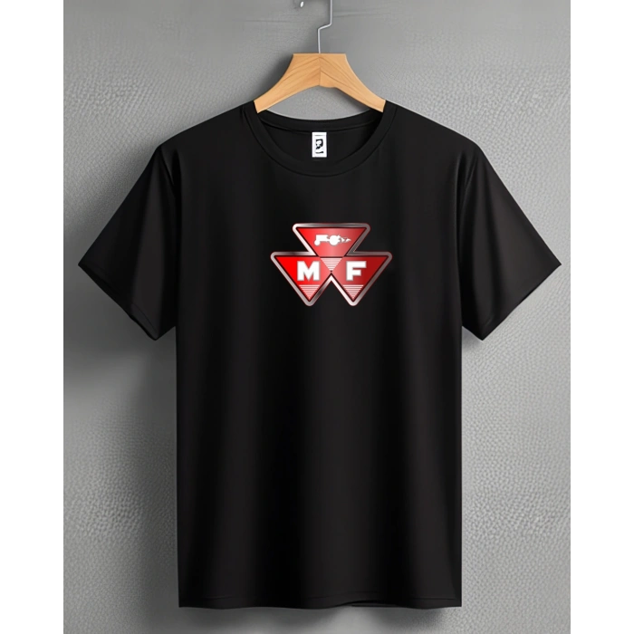 MF Klasik Logo Traktör Baskılı Sıfır Yaka Tişört -TM2036