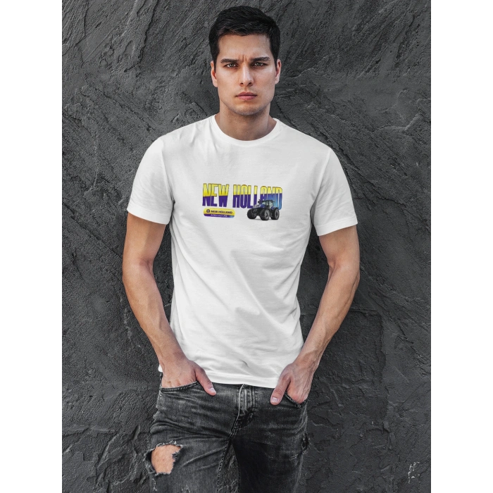 New Holland Traktör Baskılı Sıfır Yaka Tişört -TM2063