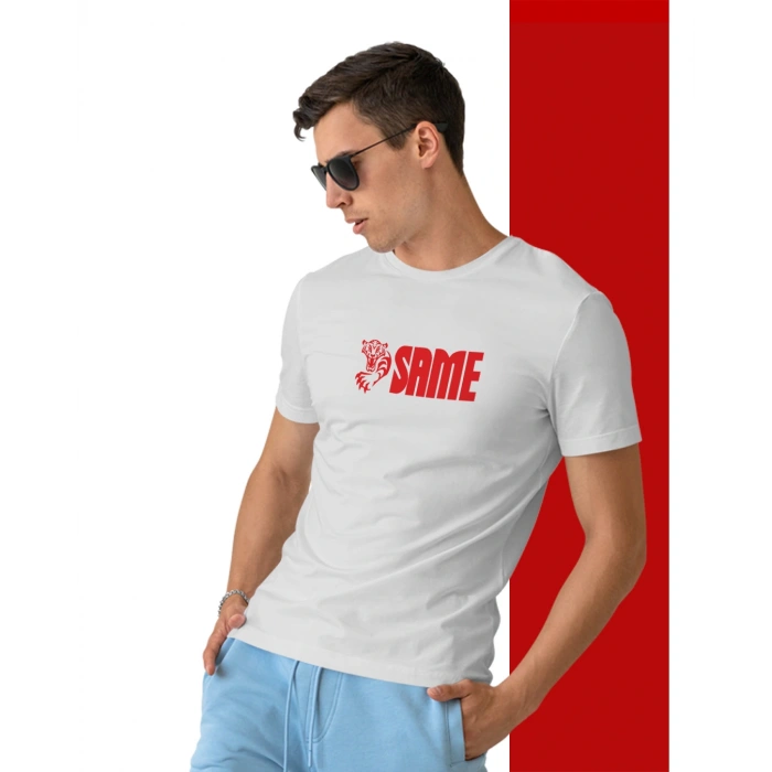 Same Traktör Baskılı Sıfır Yaka Tişört -TM2011