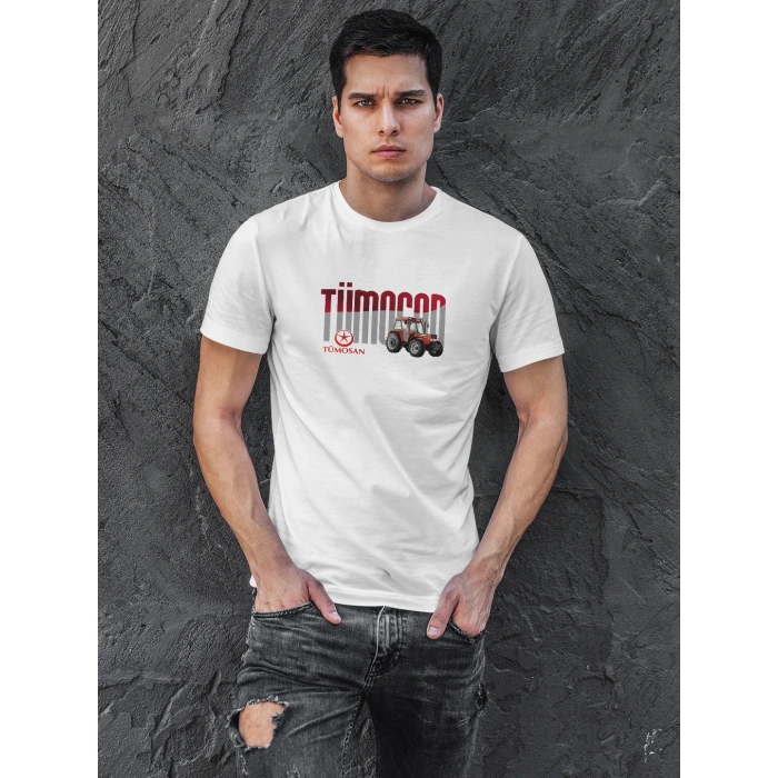 Tümosan Traktör Baskılı Sıfır Yaka Tişört -TM2058