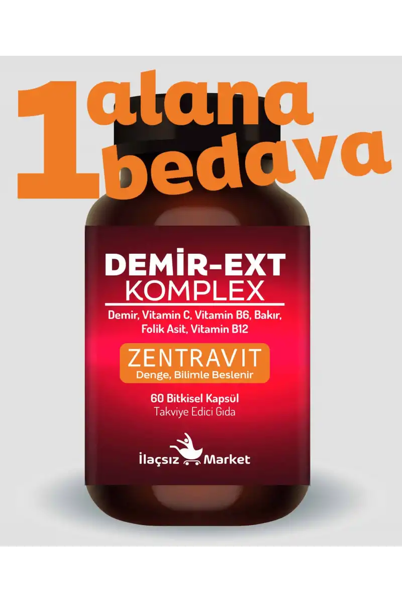 ZENTRAVIT DEMİR-EXT KOMPLEX (Ferroz Bisglisinat) 60 Bitkisel Kapsül