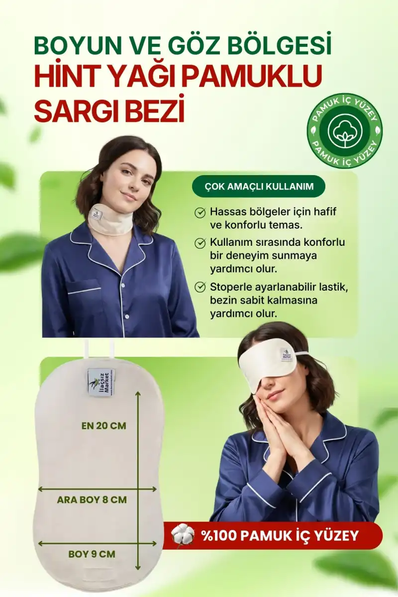 Boyun ve Göz Çevresi Hint Yağı Uygulama Pedi (Castor Oil Pack) Ayarlanabilir – %100 Ham Pamuk