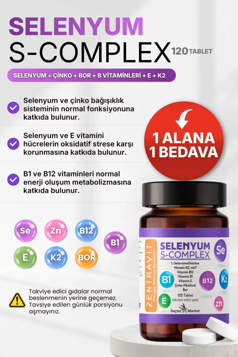 Zentravit Selenyum S-Complex Takviyesi / 120 Tablet 1 ALANA 1 BEDAVA