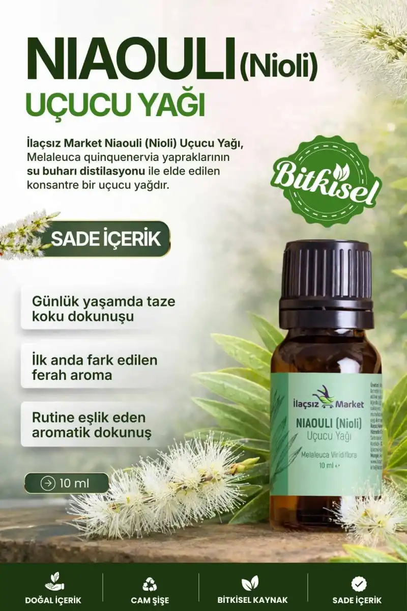 NİOLİ UÇUCU YAĞI (Melaleuca quinquenervia) – %100 Saf & Doğal 10 ml (Tıbbi)