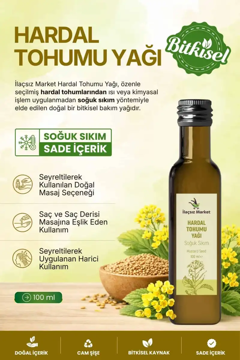 HARDAL TOHUMU YAĞI SOĞUK SIKIM (Brassica nigra) – %100 Saf & Doğal / 100 ml