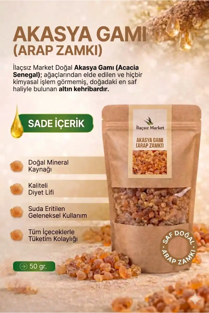 Akasya Gamı (Arap Zamkı) Tane - %100 Doğal Reçine / 50 Gram