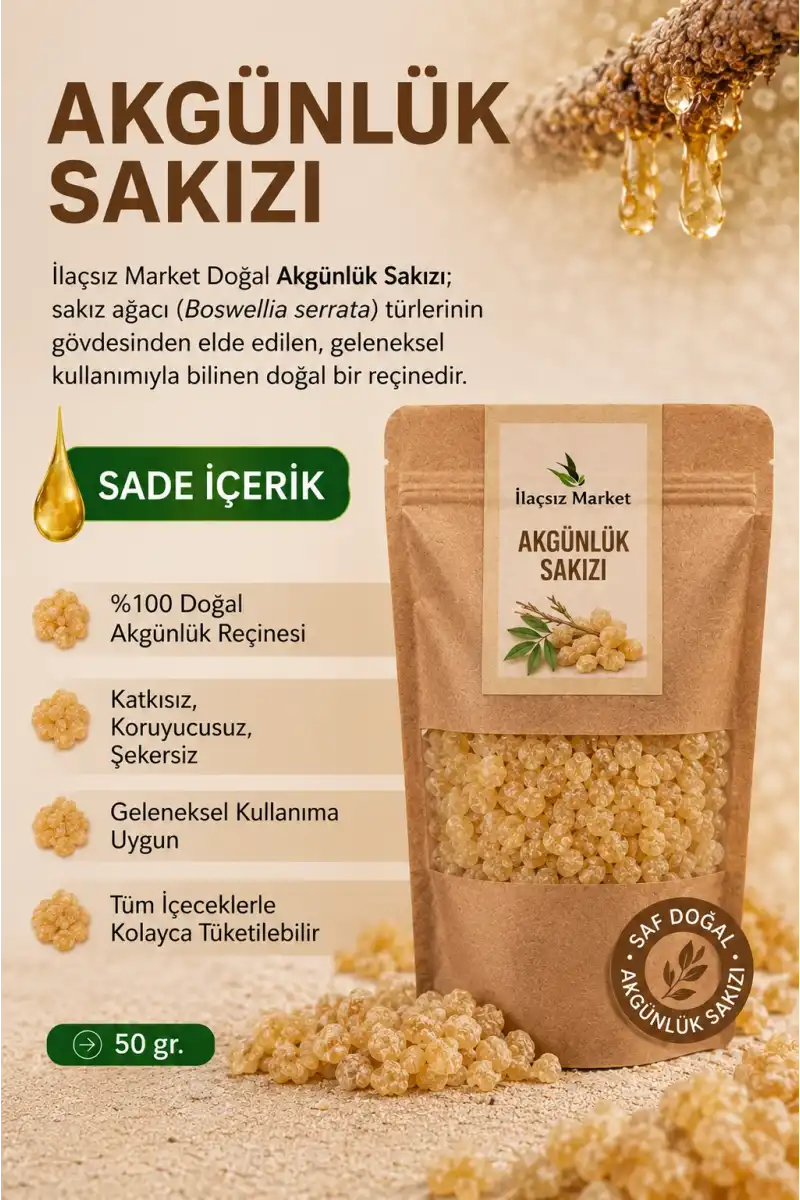 Akgünlük Sakızı - Tane %100 Doğal Reçine / 50 Gram