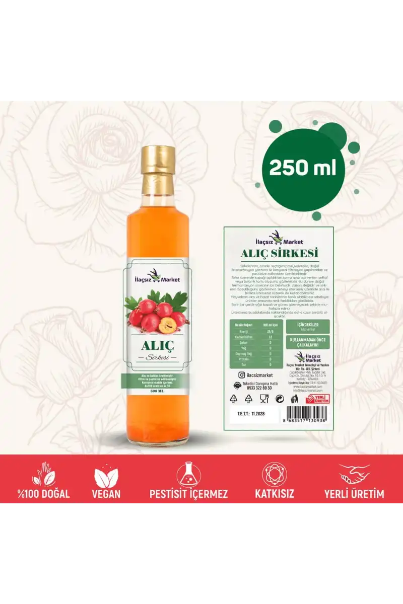 Alıç Sirkesi / 250 ml (Çok Keskin)