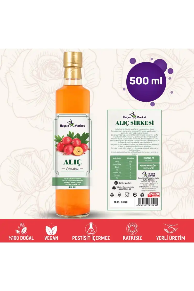 Alıç Sirkesi / 500 ml (Çok Keskin)