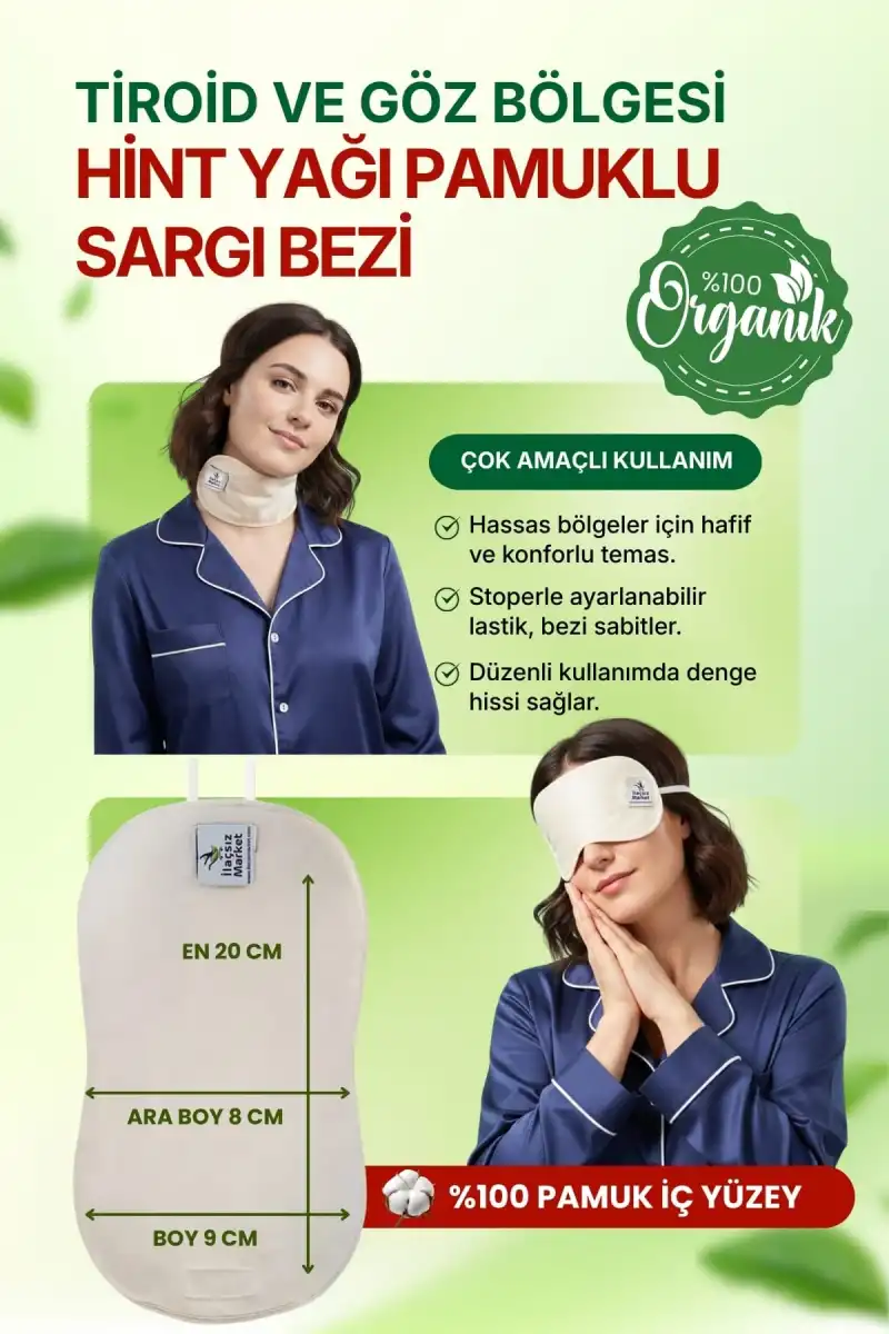 Boyun ve Göz Çevresi Hint Yağı Uygulama Bezi – Ayarlanabilir Stoperli & %100 Pamuk