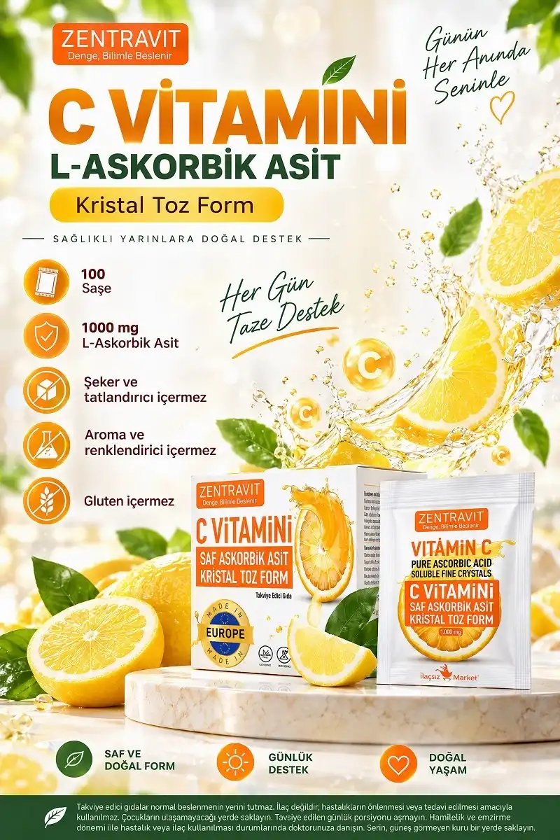 C Vitamini L-Askorbik Asit Saşe Form / %50 İNDİRİM
