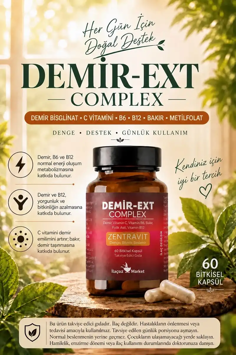 Demir Ext Complex (Ferroz Bisglisinat) 60 Kapsül / %50 İNDİRİM