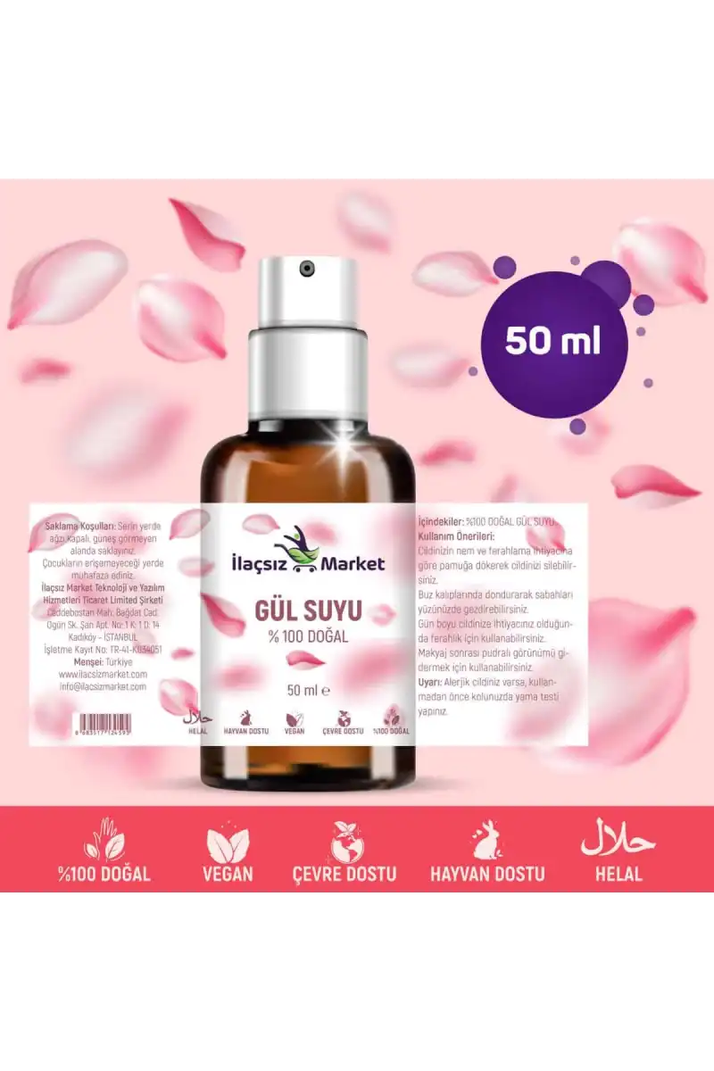 Gül Suyu / 50 ml (Doğal Hidrosol Gül Yağlı)