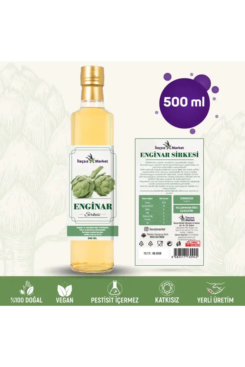 Enginar Sirkesi / 500 ml (Çok Keskin)