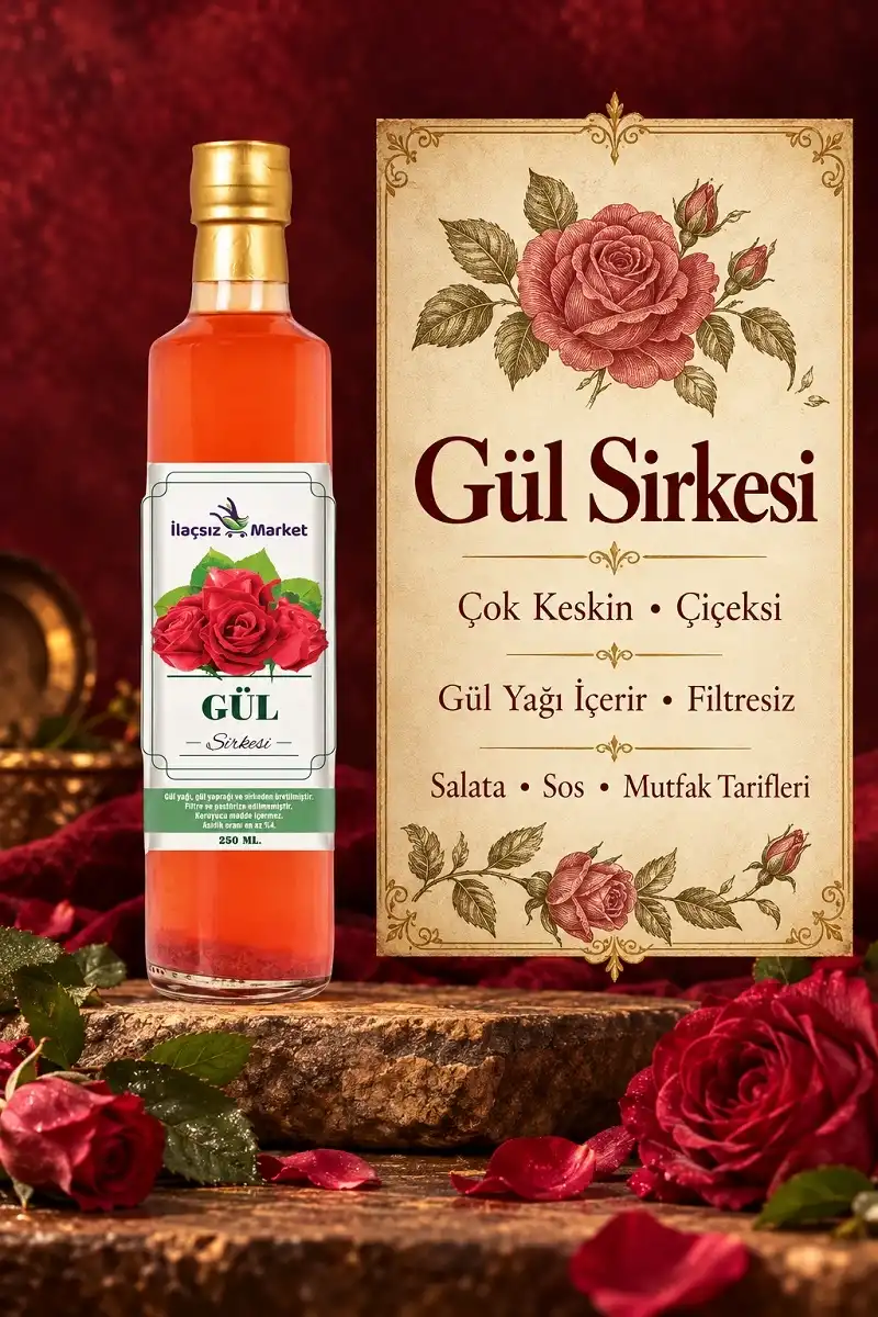 Gül Sirkesi / 250 ml (Çok Keskin, Gül Yağlı)