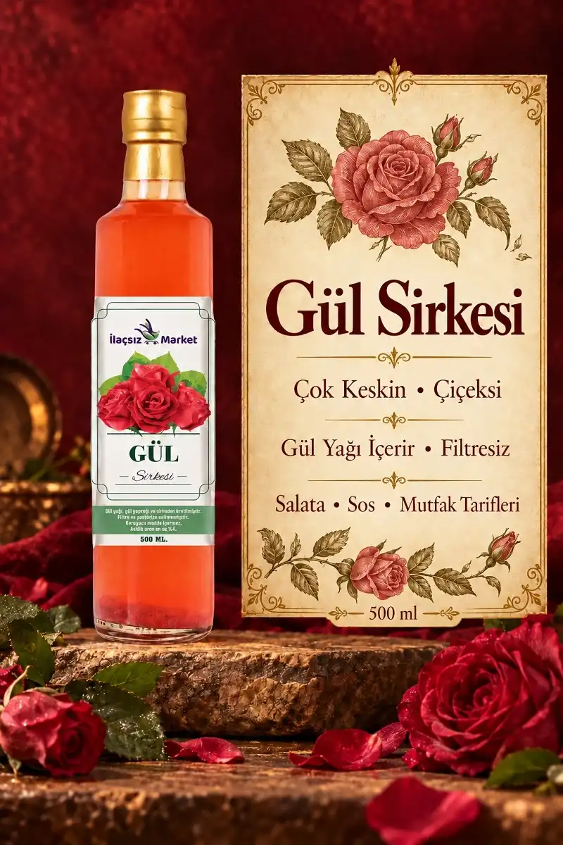 Gül Sirkesi / 500 ml (Çok Keskin, Gül Yağlı)
