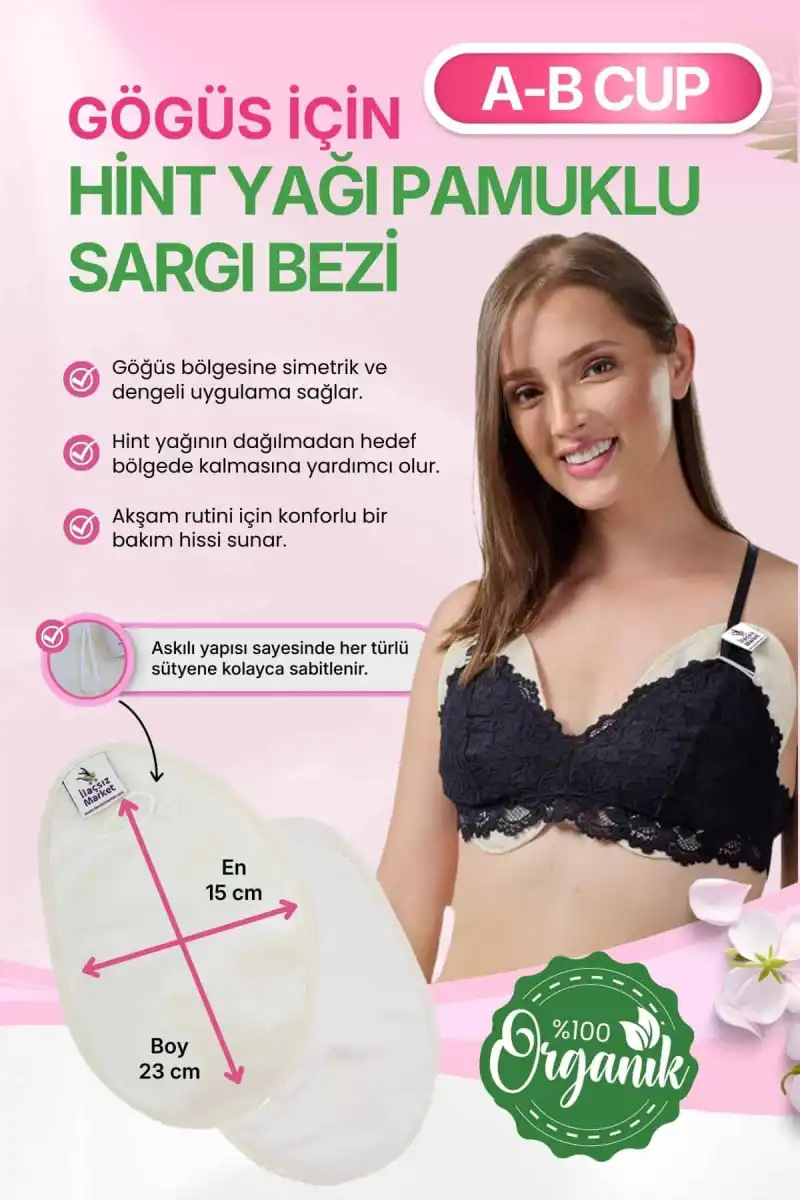 Hint Yağı Göğüs Uygulama Bezi (Castor Oil Pack) – %100 Organik & Sızdırmaz A-B CUP