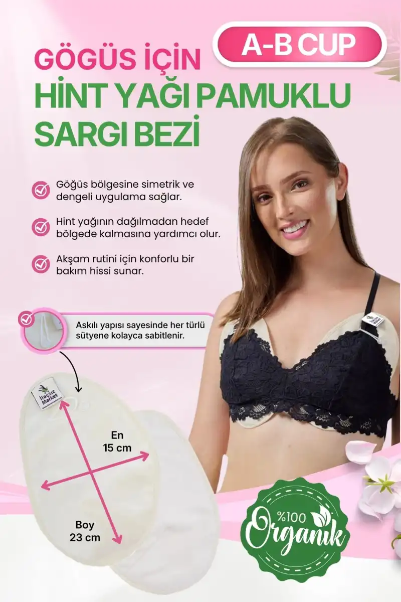 Hint Yağı Göğüs Uygulama Bezi (Castor Oil Pack) – %100 Organik & Sızdırmaz A-B CUP