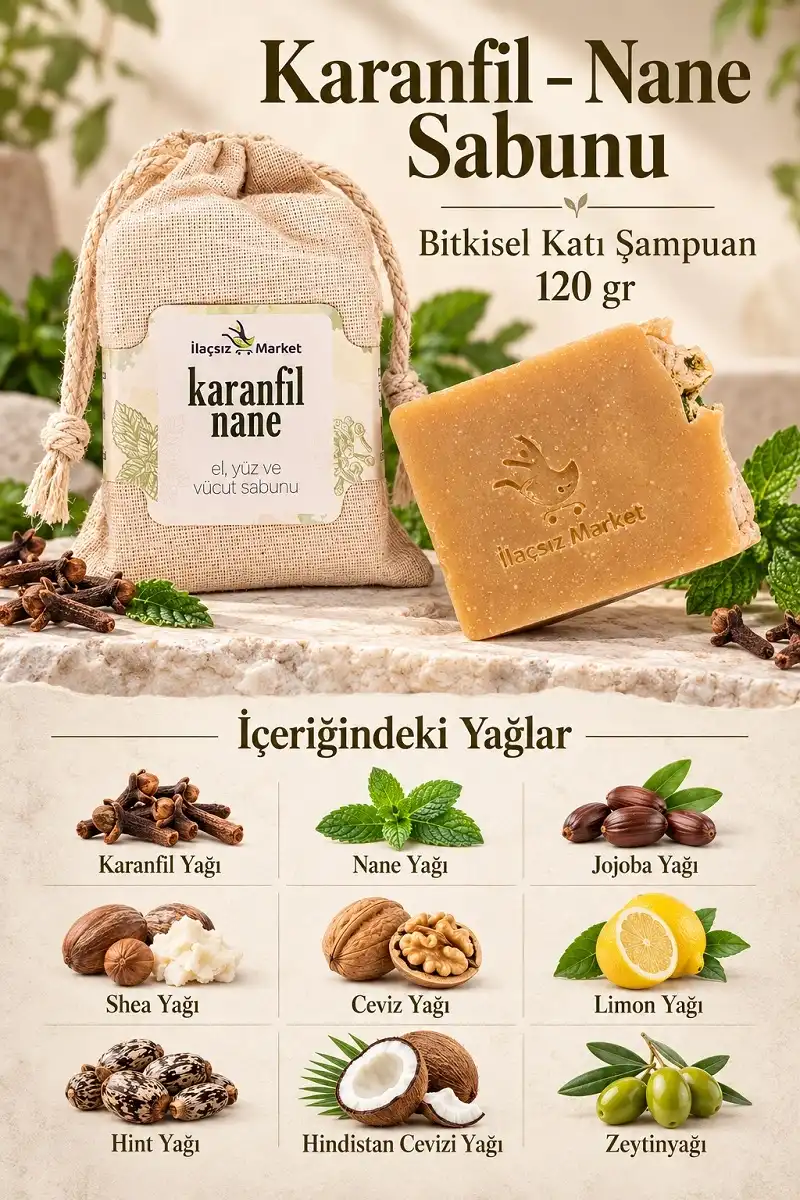 Karanfil - Nane Sabunu (Bitkisel Katı Şampuan) / 120 gr