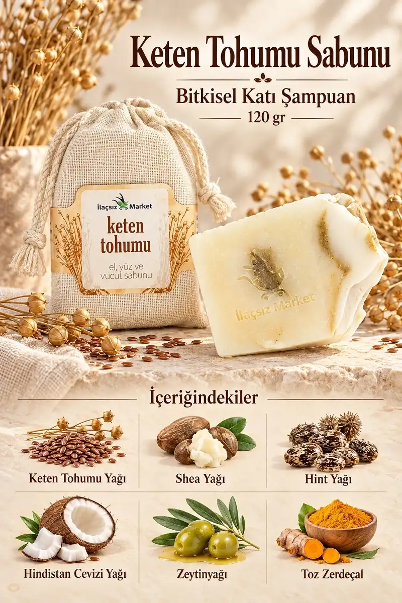 Keten Tohumu Sabunu (Bitkisel Katı Şampuan) / 120 gr