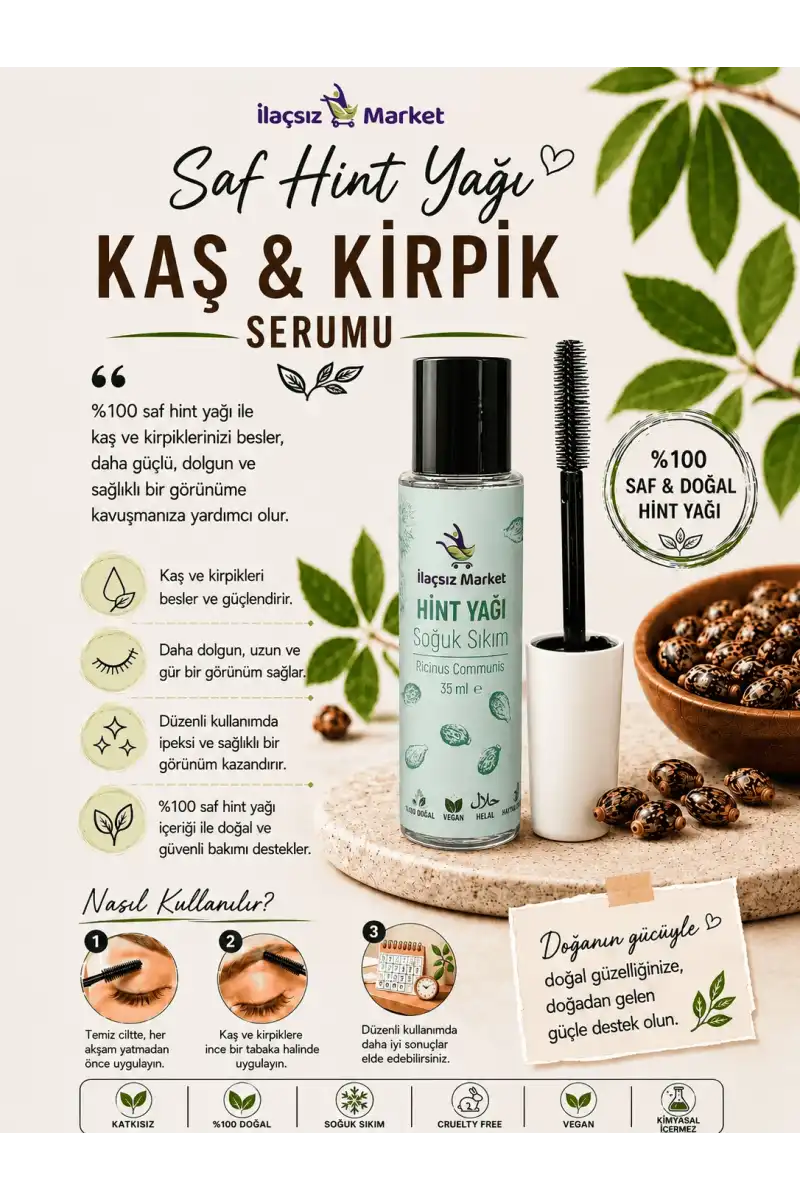 Saf Hint Yağı Kaş ve Kirpik Serumu - 35 CC