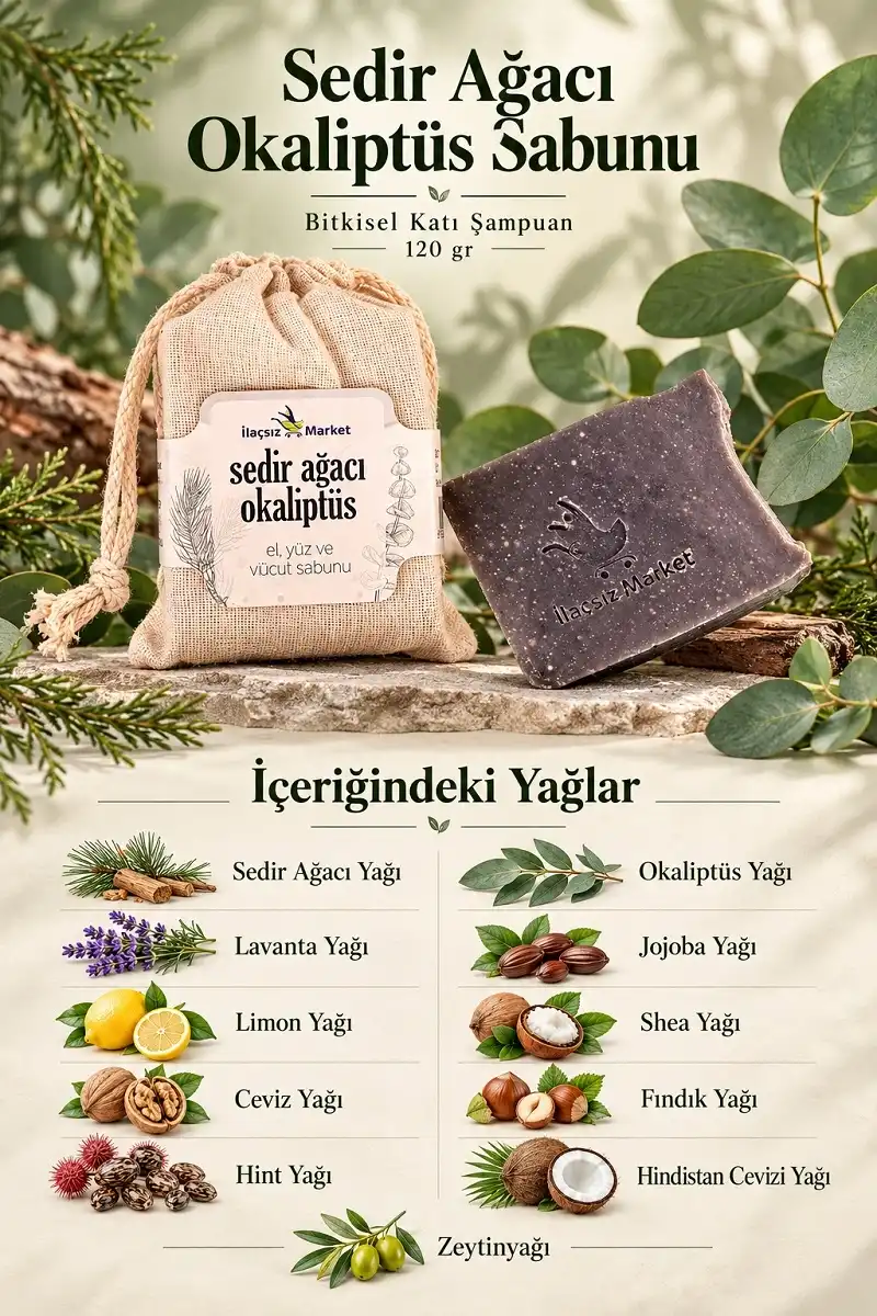 Sedir Ağacı - Okaliptüs Sabunu (Bitkisel Katı Şampuan) / 120 gr