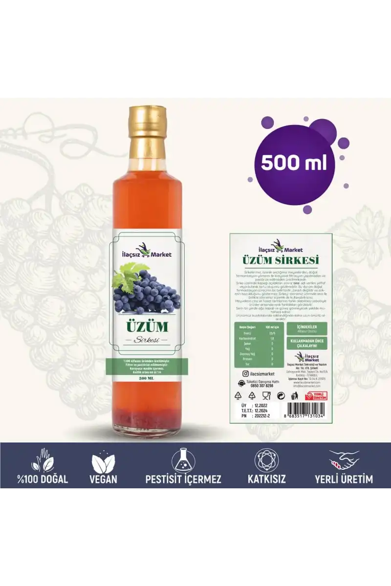 Üzüm Sirkesi / 500 ml (Çok Keskin)