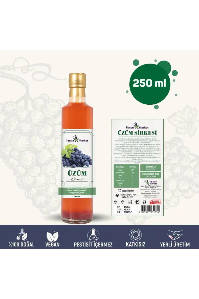 Üzüm Sirkesi / 250 ml (Çok Keskin)