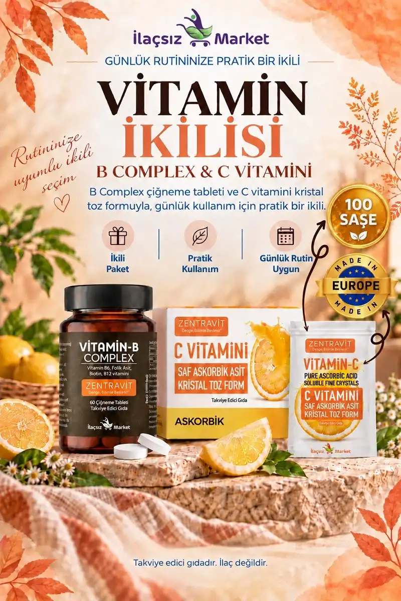 Vitamin İkilisi | B-Complex Vitamin + C Vitamini L-Askorbik Asit