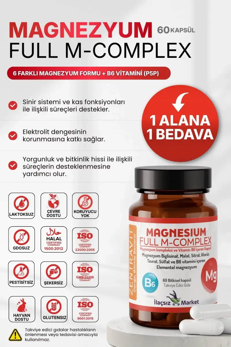 Zentravit Magnezyum FULL M-COMPLEX 1 ALANA 1 BEDAVA
