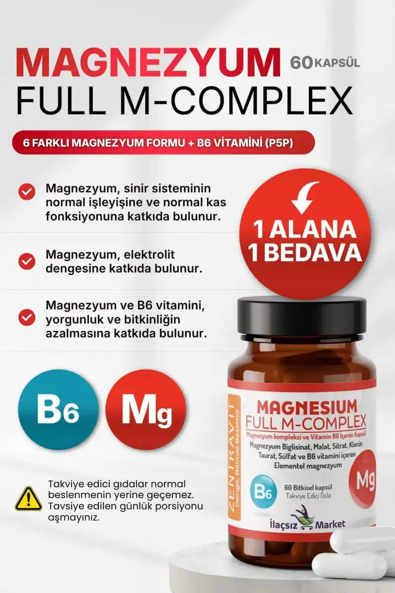 Zentravit Magnezyum FULL M-COMPLEX 1 ALANA 1 BEDAVA